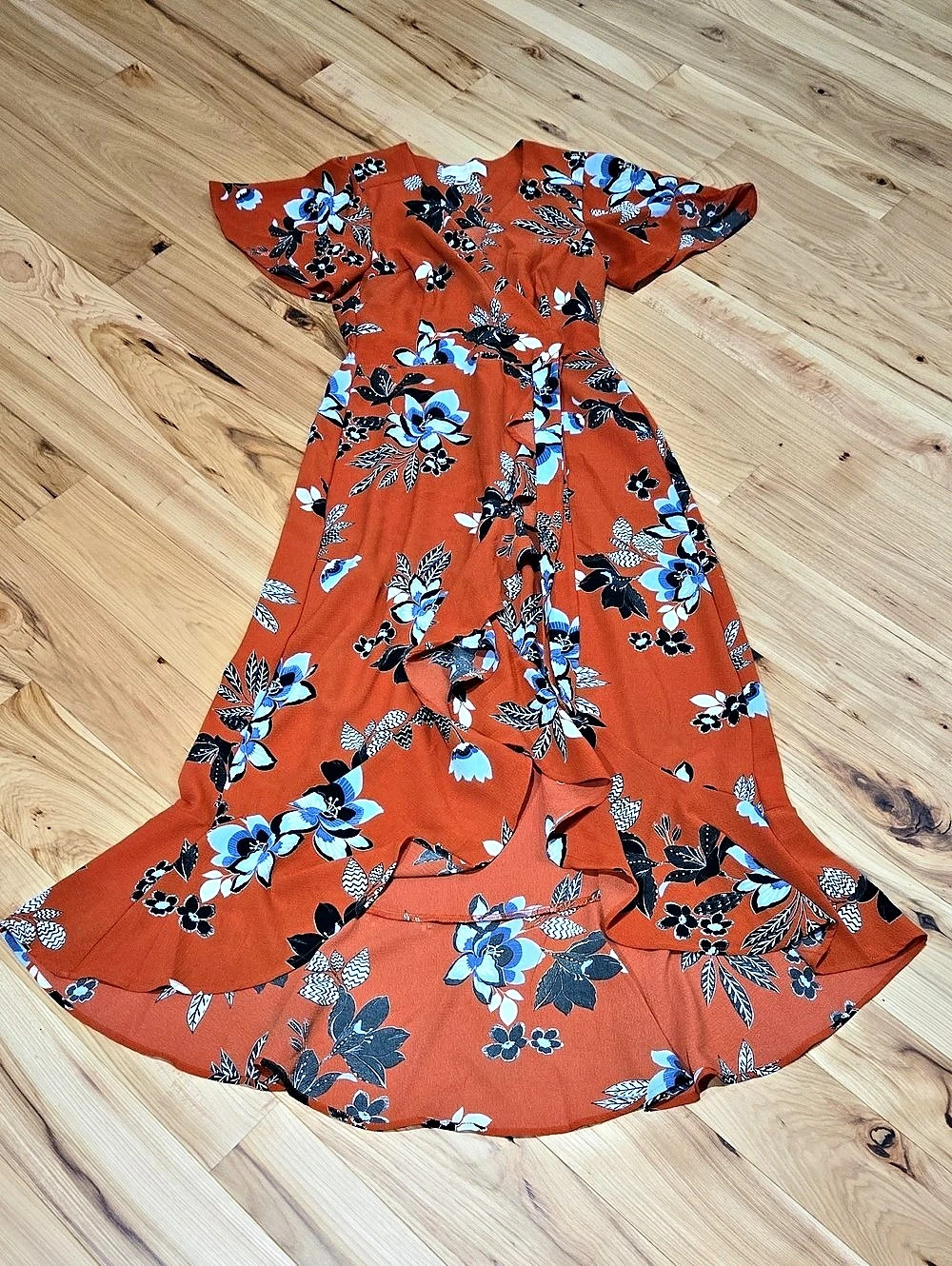 monteau of London Floral Maxi Dress in Orange Size Small